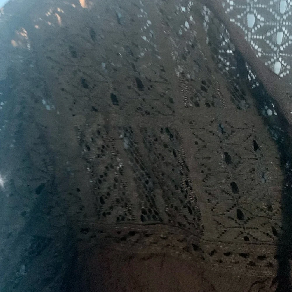 Style Dome Black Long Sleeve a crochet Top Tunic NWT Size S
